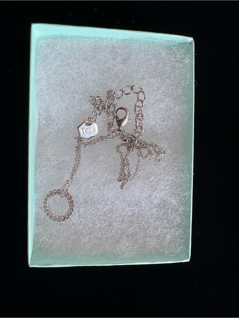 Touchstone Crystal  Ring Pendant Necklace in Silver